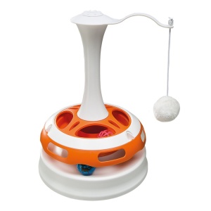 Jucarie pentru pisici Ferplast TORNADO in forma de varf interactiva 2 bile incluse cu plus combinabila O 24 x 34 cm - Img 1