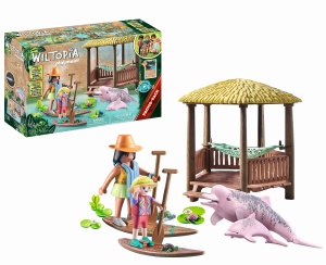 Jucarie PLAYMOBIL Wiltopia 71143 Paddeltour cu Flussdelfine, 44 piese, reciclabil