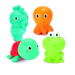 Jucarii de Baie Infantino Sensory, Set 4 Piese, Multicolor