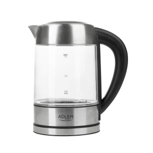 Kettle electric Adler AD 1247, 1,7L, 2200W, din inox si sticla, cu selectie temperatura