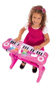 Keyboard Stand pentru copii Simba 106830690, 31 taste, cu microfon, roz - Img 2