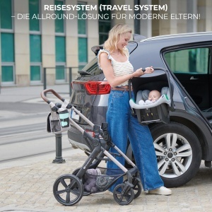 Kinderkraft MOOV2 AIR Carucior 3 in 1 Gri Rotile Gonflabile - Img 10