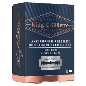 King C Gillette Lame de Ras Barbati 10 Bucati Otel Inoxidabil Precizie Platinata - Img 8