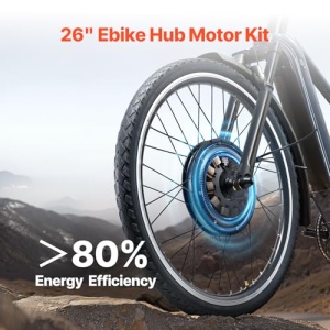 Kit bicicleta electrica VEVOR 1000W, 48V 420RPM ph650mm Roata fata E-Bike Hub Kit de motor cu controler de viteza imbunatatit, kit de prindere a acceleratiei, afisaj LCD si sistem PAS pentru biciclete de sosea - Img 2