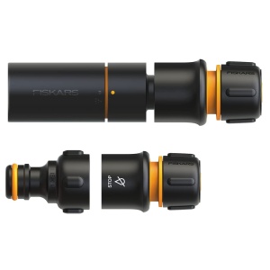 Kit de udare Fiskars Solid, SoftGrip, cu conectoare si duze, NegruPortocaliu - Img 1
