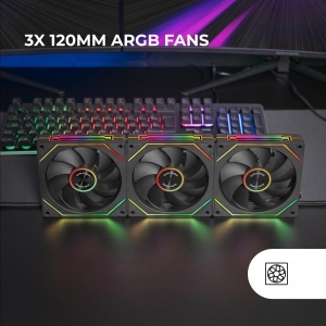 Kit de ventilatoare cu iluminare ARGB Mars Gaming MF-LINKFINITYKIT2, 3 x 120mm, Negru - Img 2
