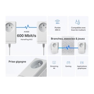 Kit Powerline Mercusys MP300P, 600 Mbps, 2 adaptoare, priza integrata - Img 4