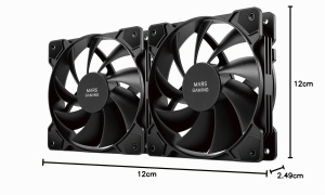 Kit racire cu 2 ventilatoare Mars Gaming MF-PWMX2, 120mm, silentios, negru - Img 7