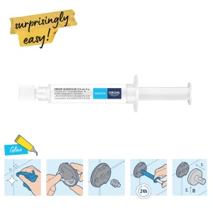 Kleber pentru Baie GROHE 41127000, fara gaurire, 24 ore uscare, ideal pentru marmor, gresie, sticla - Img 3
