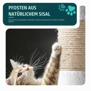 Kratzbaum pentru pisici VOUNOT 112 cm, roz, multifunctional si stabil - Img 5