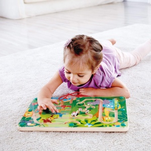 Labirint magnetic Hape Jungle din lemn cu animale si obstacole interactive - Img 2