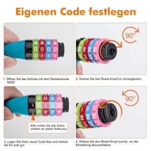 Lacat pentru bicicleta pentru copii GRIFEMA GA1205-1, 4 cifre, 10000 combinatii, diverse culori - Img 5