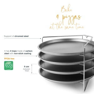 Lacor 61462 Suport pentru copt pizza 4 tavi antiaderente multifunctional rezistent la temperaturi inalte - Img 3