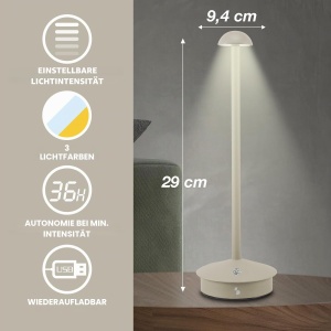 Lampa de birou BEPER P207ILI152, LED reincarcabila, 3 tonuri de culoare, USB Type-C - Img 3