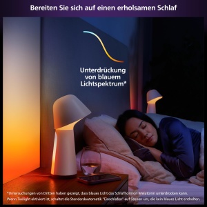 Lampa de masa inteligenta Philips Hue Twilight pentru somn si trezire, lumina alba si colorata, compatibila Bluetooth, control vocal cu Alexa, Apple Home si Google Assistant, alb - Img 2