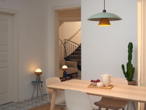 Lampa de masa OSRAM Decor Bowl E14 200mm VerdeGalben, Metal si Sticla - Img 6