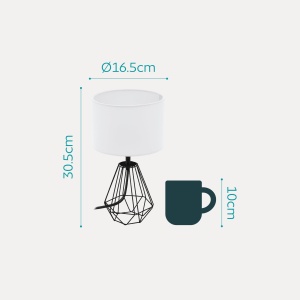 Lampa de masa vintage EGLO Carlton 2, alb-negru, E14, 30.5 cm - Img 5