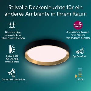 Lampa de tavan Philips Hanno SceneSwitch LED, 24 W, 2700 Lumen, Negru - Img 2