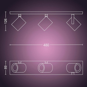 Lampa de tavan Philips Hue Argenta cu 3 Spoturi, 1050 lm, LED Dimmabil, Alb - Img 8