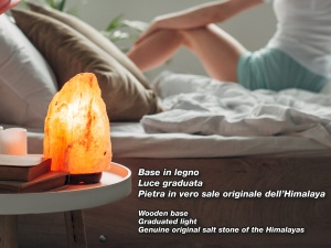 Lampa din Sare BEPER P201UTP100 cu Baza din Lemn de Fag, Dimmer, Design Unic - Img 3