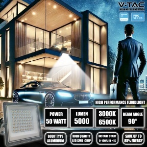 Lampa LED Exterior V-TAC 50W, 5000 Lumen, IP65, CCT 3-in-1 - Img 3