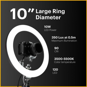 Lampa LED pentru Selfie KODAK cu Stativ, 1600 Lumen, Reglare Intensitate si Temperatura Culoare - Img 4