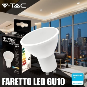 Lampa LED V-TAC GU10 4,5W (35W echivalent) 400 Lumen 4000K Alb Natural - Set 10 buc - Img 2