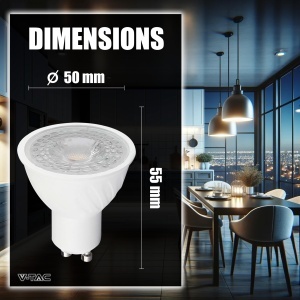 Lampa LED V-TAC GU10, 6W, 445 Lumen, Lumina Neutra 4000K, 3 Buc - Img 6