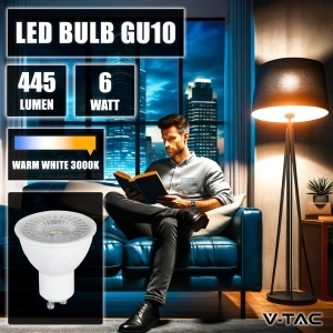 Lampa LED V-TAC GU10 6W (echivalent 60W) - 445 Lumen, 3000K, 3 buc - Img 3