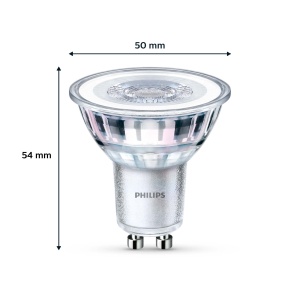 Lampa Philips Classic LED GU10, 50 W, transparenta, alb neutru, fara reglare, pachet dublu, alb rece - Img 3