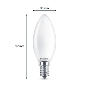 Lampa Philips LED Classic E14, 40 W, forma de lumanare, mat, alb cald, pachet de 2 - Img 3