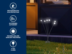 Lampa solara Beper P207ILO104, 6 LED-uri, forma florala, cu suport pentru gradina - Img 2