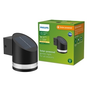 Lampa solara Philips Outdoor Fyve 1,5W, senzor de lumina, IP44, negru