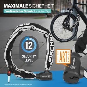 Lant de bicicleta FISCHER PROTEC PLUS CK100, 100 cm, negru, cu 3 chei - Img 2
