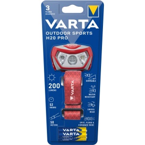 Lanterna frontala VARTA Outdoor Sports H20 Pro, 200 lumeni, 52 ore autonomie, rosie - Img 2