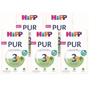 Laptele de continuare HiPP 3 PUR, 5 x 500g, cu Omega-3 si vitamine