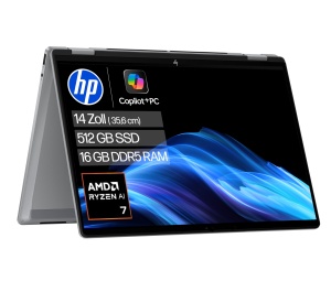 Laptop 2-in-1 HP OmniBook X Flip, 14 2K Touchscreen, AMD Ryzen 7, 16GB RAM, 512GB SSD, Argintiu
