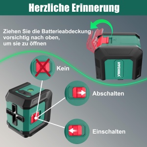 Laser Kreuzlinien HYCHIKA 15m, Verde, Auto-nivelare, 3 Moduri de Luminozitate - Img 6