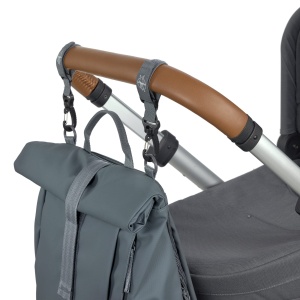 LASSIG Rucsac scutec pentru bebelusi Rucsac pentru scutece Rucsac cu covoras de infasat, atasament pentru carucior, suport pentru sticle produs in mod durabil/GRE Rucsac cu topul rulant antracit - Img 5