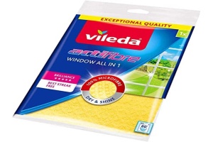 Laveta pentru geamuri Vileda Actifibre, 100 microfibra, galbena