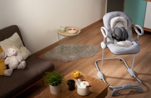 Leagan ergonomic Beaba Up Down III reglabil pe inaltime gri melanj pentru bebelusi - Img 6