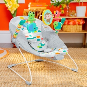 Leagan pentru bebelusi Bright Starts Playful Paradise, Unisex, cu vibratii si jucarii - Img 5