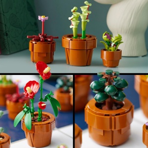 LEGO 10329 Icoane Mini plante, 9 flori artificiale de construit, colectie botanica Set de colectie pentru adulti cu ghiveci de teracota construibil, decoratiuni interioare, cadou pentru femei si barbati - Img 4