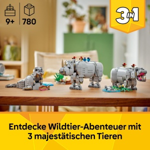 LEGO Creator 31171 Set 3-in-1 Animale Salbatice Nashorn Hipopotam Walrus - Img 2