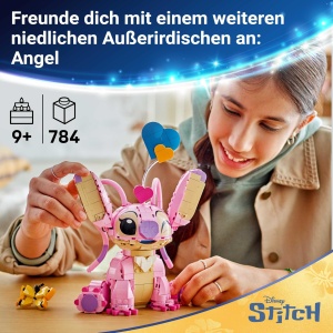LEGO | Disney Angel - Jucarie de constructie Lilo & Stitch - Figurina construibila cu 3 inimioare si fluture - Cadou pentru fete si baieti cu varsta de 9 ani si peste si fani adulti ai serialului TV - 43257 - Img 2