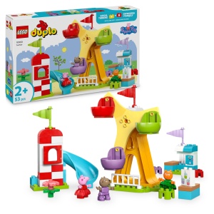 LEGO DUPLO Peppa Wutz Jahrmarkt 10453 Jucarie Montessori pentru Copii 2 ani cu Roti Gigante si Rampa