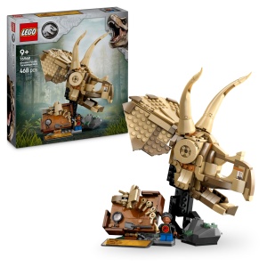 LEGO Jurassic World Fosile de dinozauri Model de craniu Triceratops jucarie de dinozaur pentru baieti si fete de 9 ani si peste cadou pentru copii si