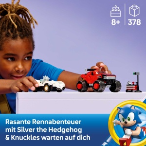 LEGO Sonic The Hedgehog Silvers Auto vs Knuckles Monstertruck 77118 Set Constructie 378 Piese - Img 2