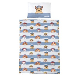 Lenjerie de pat pentru copii roba Paw Patrol 100 bumbac 100x135 cm albalbastru - Img 1
