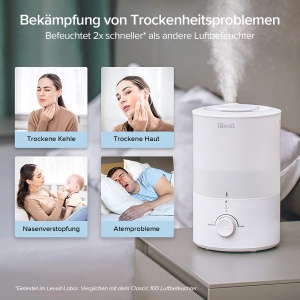 LEVOIT Umidificator cu umplere superioara 3L cu lumina de noapte, duza rotativa la 360 deg, umidificator sigur pentru masina de spalat vase, umidificator pentru camera linistita, difuzor de aroma 25H pentru dormitor Plante din camera copiilor Baby - Img 2
